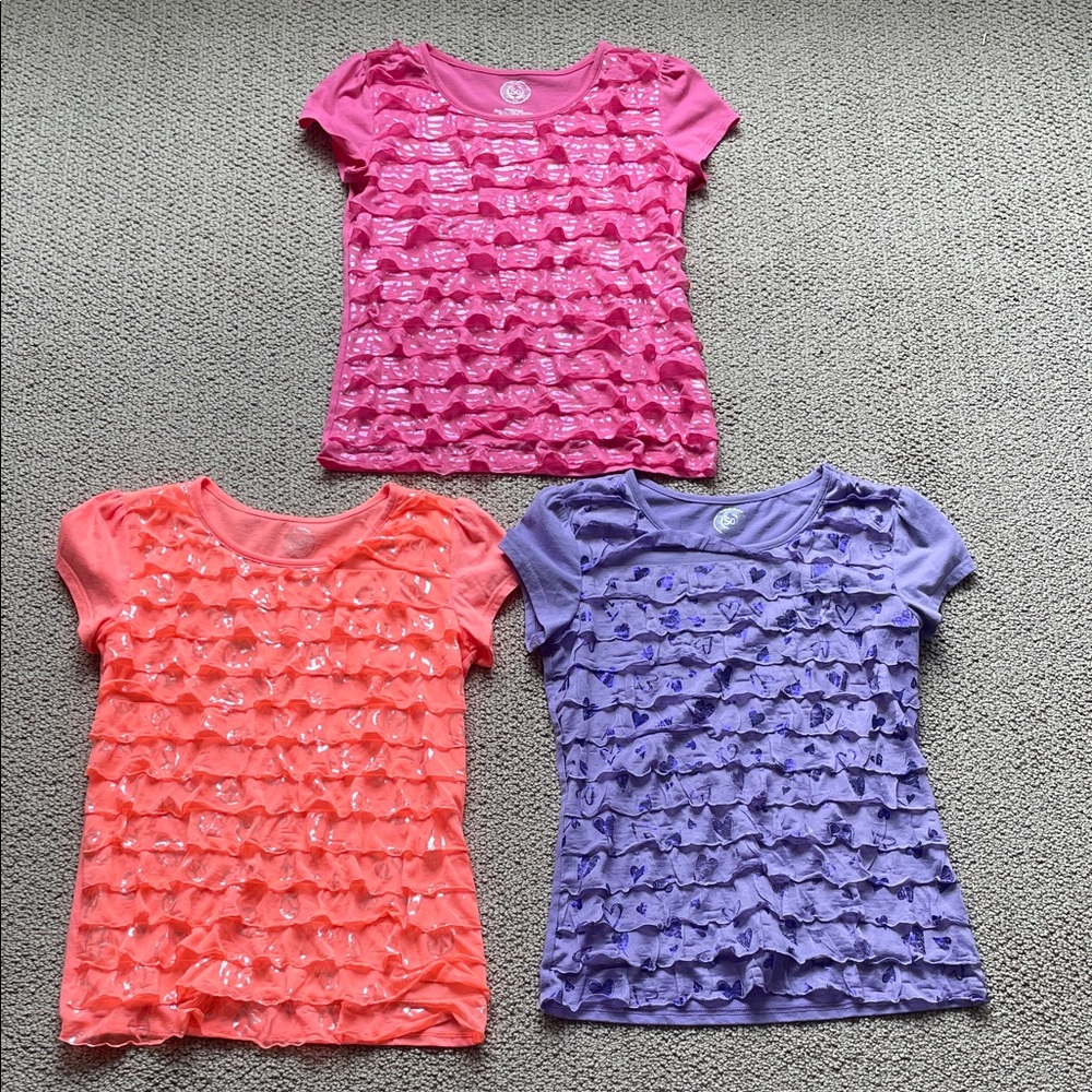 Colorful Kids Ruffle Tops Set